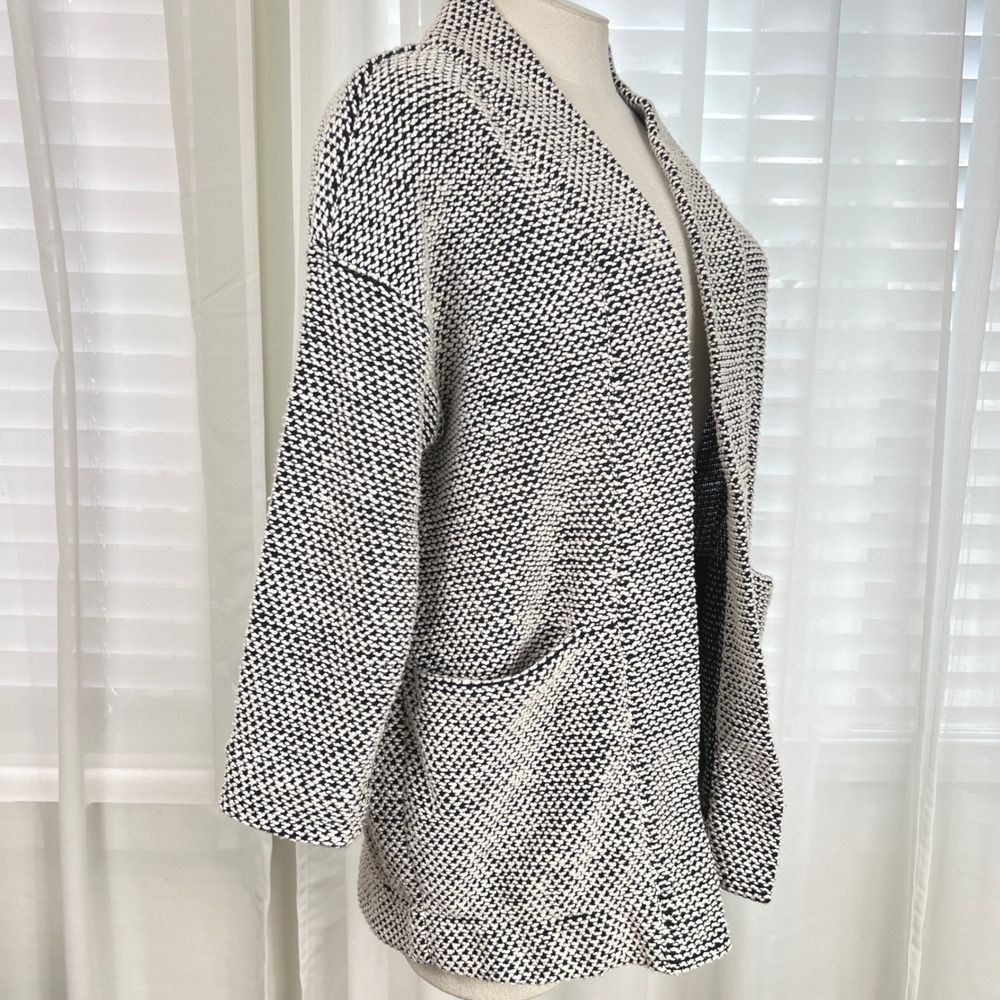 Marine Layer Womens Black White Textured Knit Open Front Cardigan Jacket XS - Picture 3 of 8